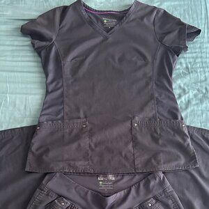 Blue Label By Healing Hands Gray Scrub Set Women's size Medium/small